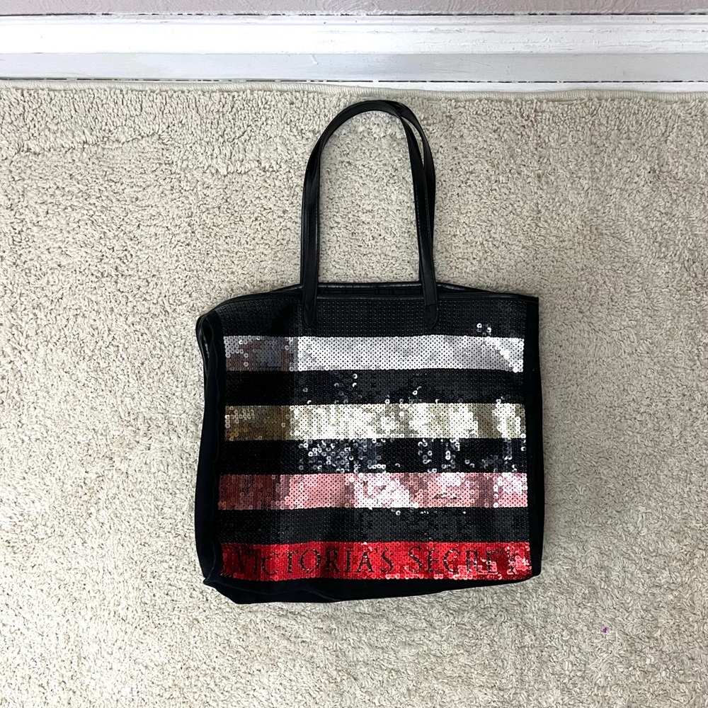 Victoria's Secret Black Sequin Tote Bag